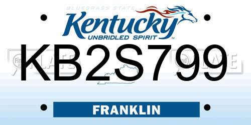 KB2S799 Kentucky License Plate