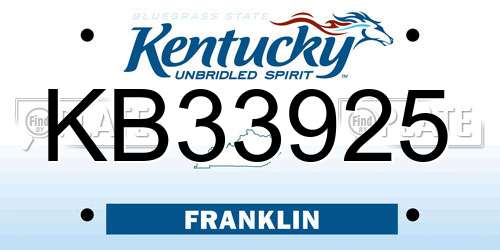KB33925 Kentucky License Plate