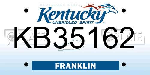 KB35162 Kentucky License Plate