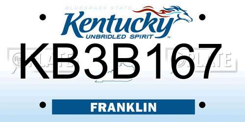 KB3B167 Kentucky License Plate