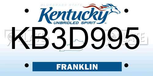 KB3D995 Kentucky License Plate