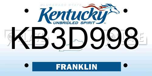 KB3D998 Kentucky License Plate