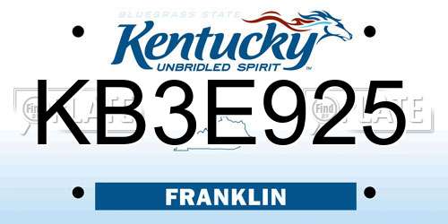 KB3E925 Kentucky License Plate