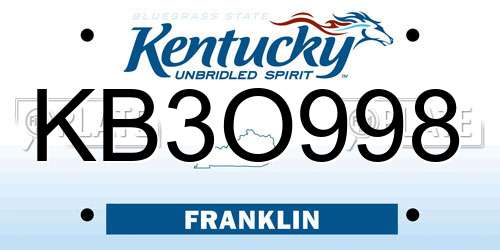 KB3O998 Kentucky License Plate