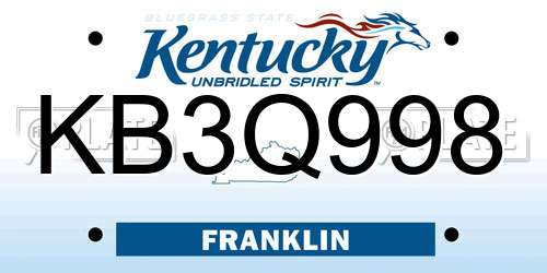 KB3Q998 Kentucky License Plate
