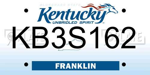 KB3S162 Kentucky License Plate