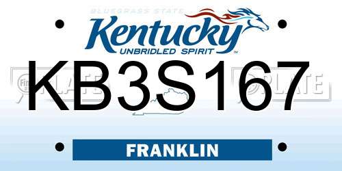 KB3S167 Kentucky License Plate