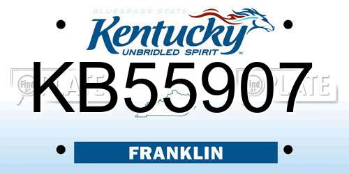 KB55907 Kentucky License Plate