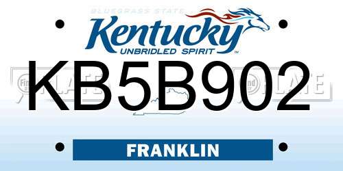 KB5B902 Kentucky License Plate