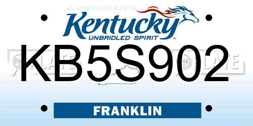 KB5S902 Kentucky License Plate
