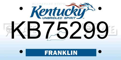 KB75299 Kentucky License Plate