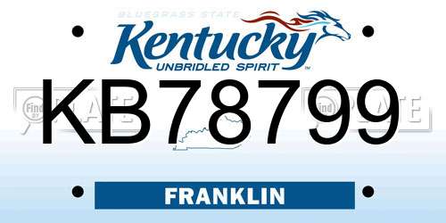 KB78799 Kentucky License Plate