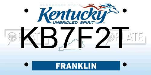 KB7F2T Kentucky License Plate