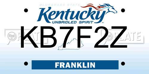 KB7F2Z Kentucky License Plate