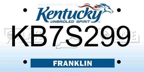 KB7S299 Kentucky License Plate