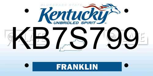 KB7S799 Kentucky License Plate