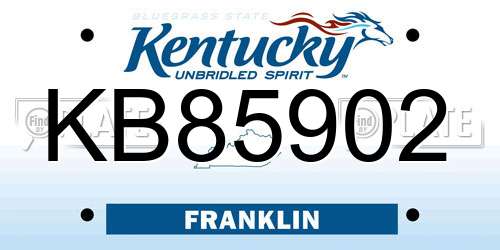 KB85902 Kentucky License Plate