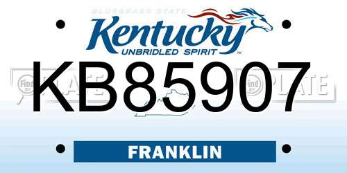 KB85907 Kentucky License Plate