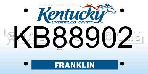 KB88902 Kentucky License Plate