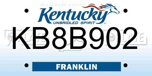 KB8B902 Kentucky License Plate