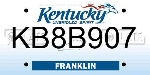 KB8B907 Kentucky License Plate