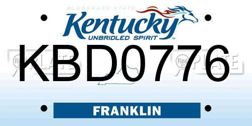KBD0776 Kentucky License Plate