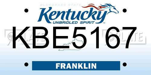 KBE5167 Kentucky License Plate