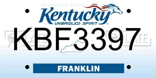 KBF3397 Kentucky License Plate