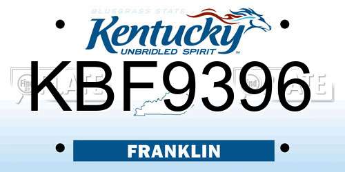 KBF9396 Kentucky License Plate