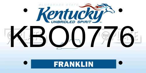 KBO0776 Kentucky License Plate