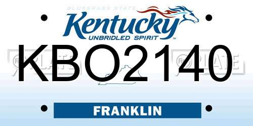 KBO2140 Kentucky License Plate