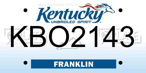 KBO2143 Kentucky License Plate