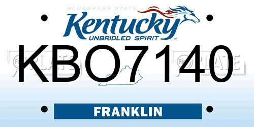KBO7140 Kentucky License Plate