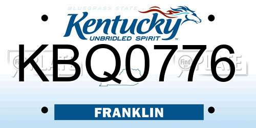 KBQ0776 Kentucky License Plate
