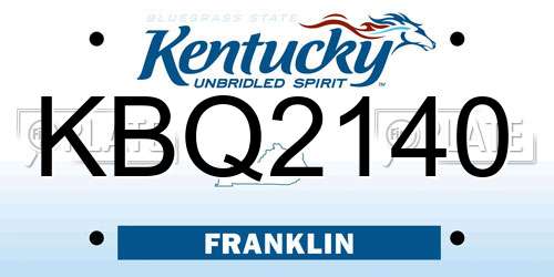 KBQ2140 Kentucky License Plate