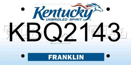 KBQ2143 Kentucky License Plate
