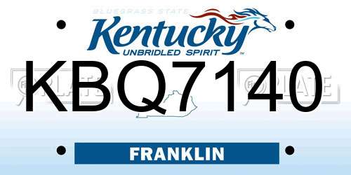 KBQ7140 Kentucky License Plate