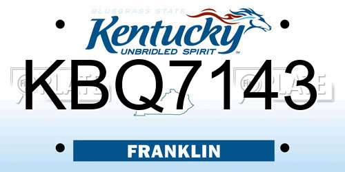 KBQ7143 Kentucky License Plate
