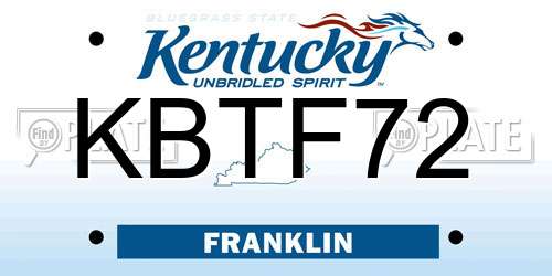KBTF72 Kentucky License Plate