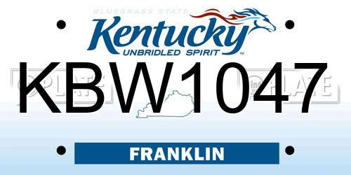 KBW1047 Kentucky License Plate