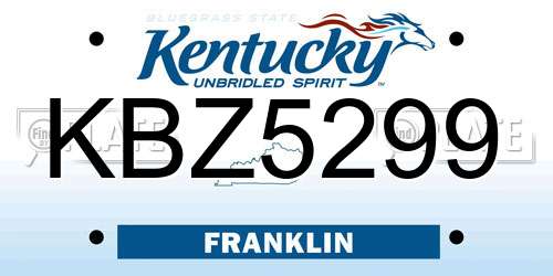 KBZ5299 Kentucky License Plate