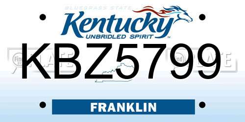 KBZ5799 Kentucky License Plate