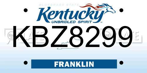 KBZ8299 Kentucky License Plate