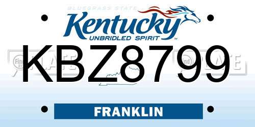 KBZ8799 Kentucky License Plate