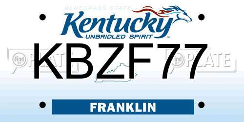 KBZF77 Kentucky License Plate