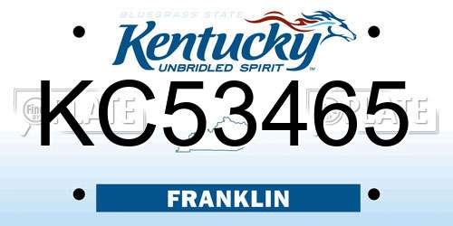 KC53465 Kentucky License Plate