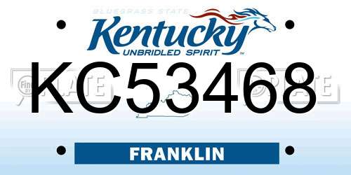 KC53468 Kentucky License Plate