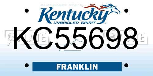 KC55698 Kentucky License Plate