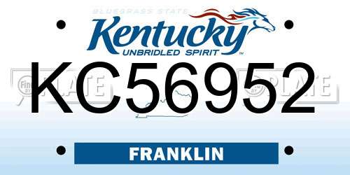KC56952 Kentucky License Plate