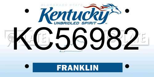 KC56982 Kentucky License Plate